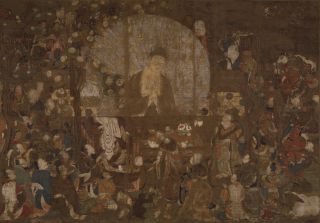 Shakyamuni Rising from the Golden Coffin (Color on Silk)