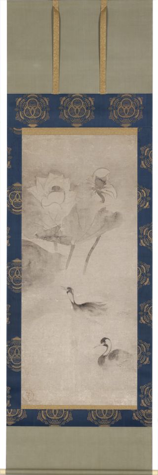 Lotus Pond and Waterfowl (Ink on Paper; by Tawaraya Sotatsu)