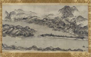 Amanohashidate (Ink and Light Color on Paper; by Sesshu)